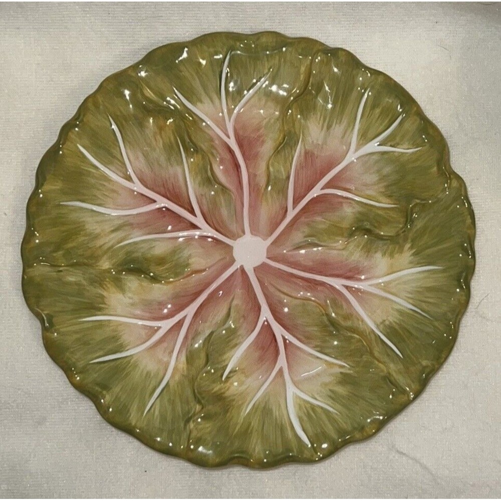 Harry & David Green Cabbage 3D Leaf Ceramic Serving Plate for Party Event Decor